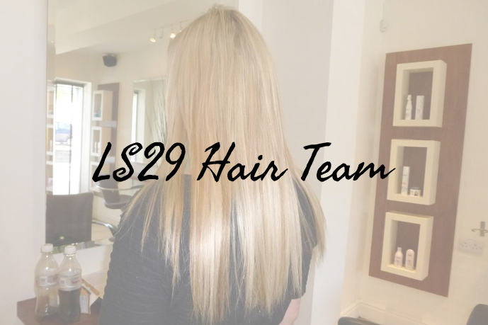 Finished long blonde hair photographed inside LS29 Hair Team